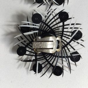 Vintage/Retro Earrings; 3 Pairs( Black&White, Green/Black, Purple/Red)